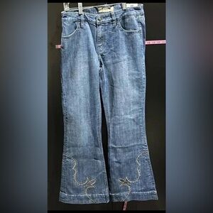 Rock&Roll Midrise denim/trouser,embroidered/studded,flare bell bottom jeans